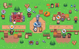 Pumpkin Plaza town area — complete NPC deliveries in Sunflower Island Web3 game